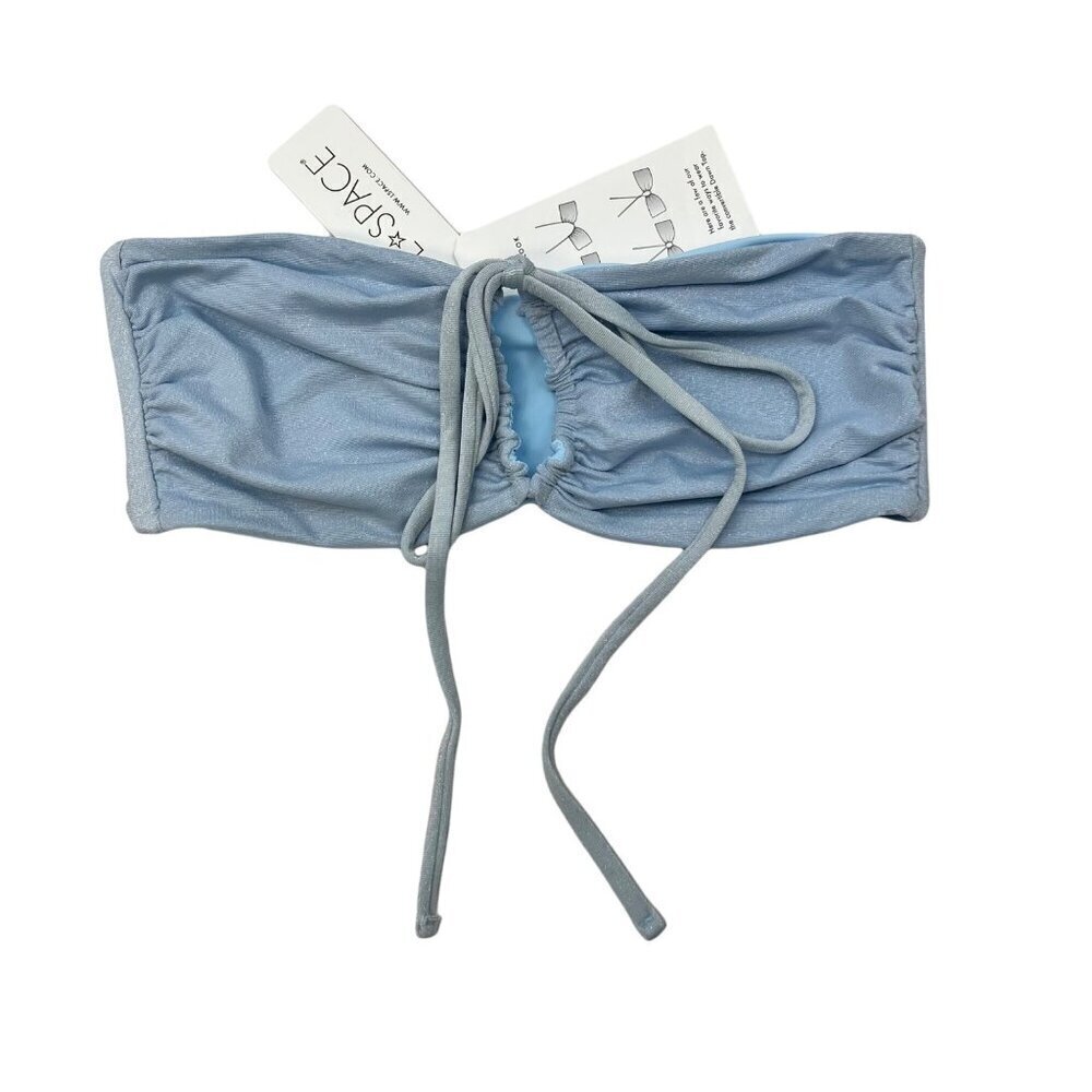 L*Space Women’s Dawn Bikini Top Light Blue Shimmer Sz L New
